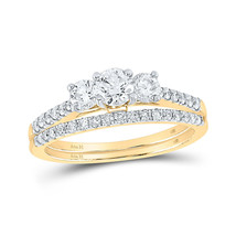 Authenticity Guarantee 
14kt Yellow Gold Round Diamond 3-Stone Bridal Wedding... - £1,502.71 GBP