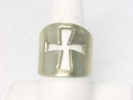 STERLING SILVER RING with Open Work CROSS - Size 8 1/4 - BIG and BOLD - $60.00