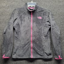 North Face Furry Osito Jacket Full Zip Girl&#39;s Sz L Black With Hot Pink - £18.92 GBP