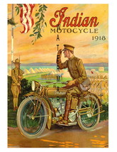 Indian Vintage 1918 Motorcycle Military 13 x 10 inch Advert Giclee CANVAS Print - £15.94 GBP