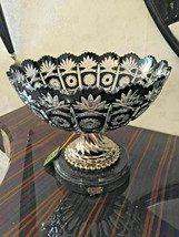 Soher Crystal Bowl Silver Finish Base Marble Handmade Spain NEW - £1,297.83 GBP