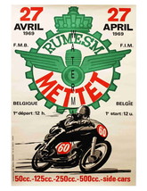 Rumesm Mettet Vintage Motorcycle Racing 13 x 10 inch Advert Giclee CANVA... - $19.95