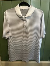 Adidas Short Sleeve Striped Polo 3 Buttons Golf Size Large - £11.32 GBP