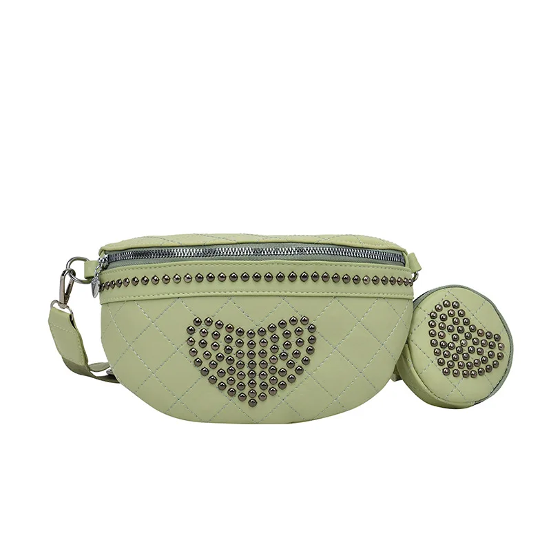  Heart Shape Rivet Fanny Pa For Women  Lattice Waist Bag Female Waist Pack Ladie - £51.74 GBP