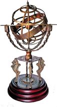 Antique Brass 18&quot; Armillary Sphere Globe Astrolabe Zodiac Engraved Celes... - $187.11