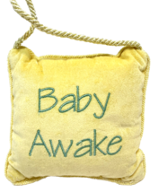 Baby Sleeping Baby Awake Plush Stuffed Doorknob Pillow Yellow 5&quot;  Square - $10.94