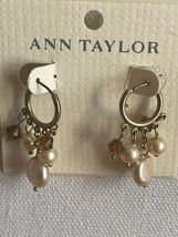 Ann Taylor Women&#39;s Bronze Tone  Hinged Hoop Chandelier Dangle  Earrings New - £8.15 GBP