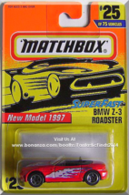 Matchbox - BMW Z-3 Roadster: New Model 1997 Series #25/75 *Red Edition* - $3.00
