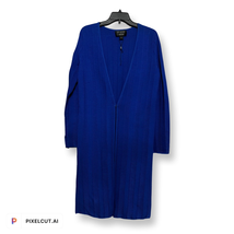 St. John Womens Architectural Ottoman Cardigan Sweater Blue V Neck Jacke... - $108.15