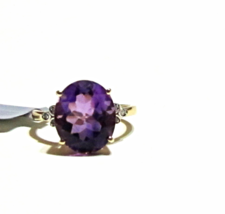 10K Yellow Gold Purple Amethyst Oval &amp; Diamond Ring, Size 6, 4.53(TCW), 2.02GR - £223.76 GBP