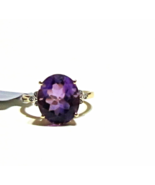 10K Yellow Gold Purple Amethyst Oval &amp; Diamond Ring, Size 6, 4.53(TCW), ... - €242,33 EUR