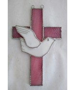 Handmade Stained Glass Cross with Dove Suncatcher - £7.19 GBP