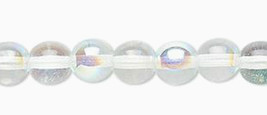 8mm Czech Round Druk Glass Beads, Crystal AB, 16 in strand,  52 clear - £2.94 GBP