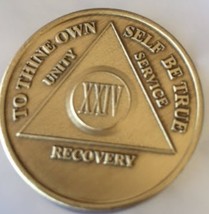 AA Alcoholics Anonymous 24 Year Bronze Medallion Recovery Chip Serenity ... - £2.33 GBP