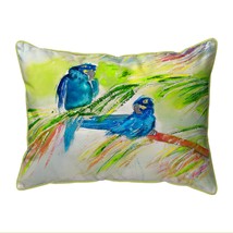 Betsy Drake Two Blue Parrots Large Indoor Outdoor Pillow 16x20 - £37.59 GBP