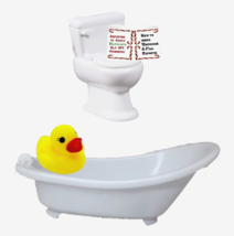 ELF Doll Size Prop BATHTUB/DUCKY &amp; TOILET/BOOK SET Bathroom Furniture-LI... - $14.22