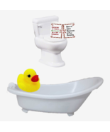 ELF Doll Size Prop BATHTUB/DUCKY &amp; TOILET/BOOK SET Bathroom Furniture-LI... - $260.76 MXN