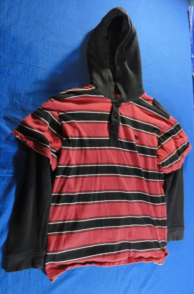 VINTAGE SOUTHPOLE SHORT LONG SLEEVE COMBO BLACK RED HOODIE SHIRT YOUTH M... - $38.24
