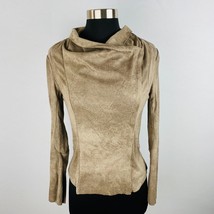 Zara Woman Long Sleeve Faux Suede Mock Neck Women&#39;s Small S Jacket Top - £23.28 GBP