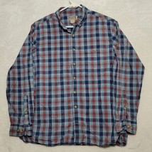 Duluth Trading Company Men&#39;s Shirt Sz L Tall Blue Stripe Button Up Long Sleeve - £20.50 GBP