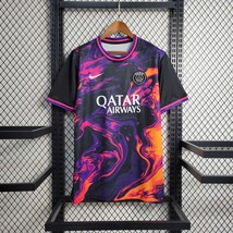 PSG 23/24 FC Colorful Flame Purple Red Training Shirt Soccer Football Ad... - $42.50