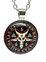 Hail Satan Necklace Occult 666 Baphomet Goat Church of Satan Sigil Chain - £4.91 GBP