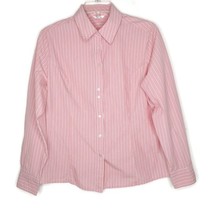 Riders Womens Blouse Size L Button Front Long Sleeve Collared Pink Stripe - £10.30 GBP