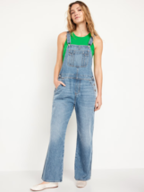 Old Navy Baggy Wide Leg Jean Overalls Womens 6 Petite Blue Cotton NEW - £34.85 GBP