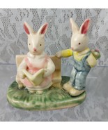 Albert Kessler Bunny Rabbits STORY TIME Figurine Figure Book Bench Flowe... - $239.53 MXN