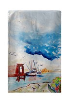 Betsy Drake Dock &amp; Shrimp Kitchen Towel - £23.73 GBP