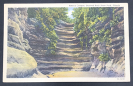 1943 French Canyon Starved Rock State Park IL Illinois Linen Postcard - £7.44 GBP