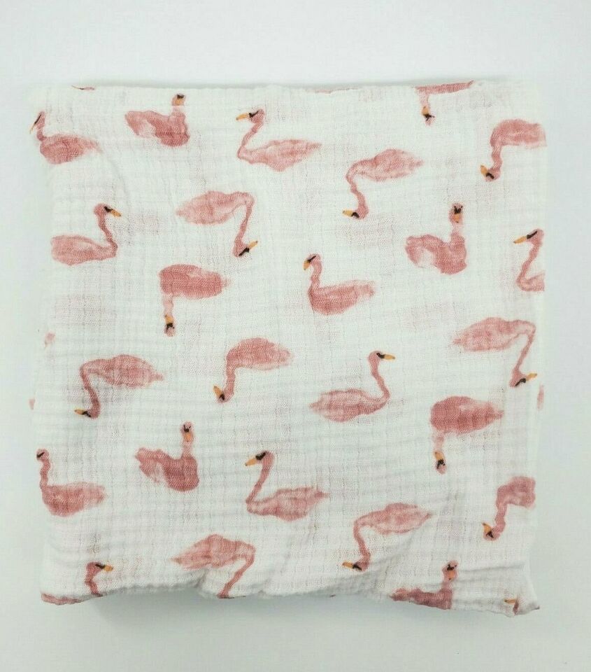 Primary image for Aden + Anais Swan Baby Blanket Pink White Muslin Swaddle Swans Security B44