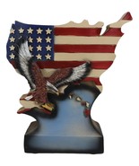 Patriotic Bald Eagle Soaring Over American Flag USA Map Desktop Plaque F... - $20.99