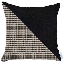 18&quot; X 18&quot; Black And Brown Houndstooth Zippered Handmade Polyester Throw Pillo... - £31.97 GBP
