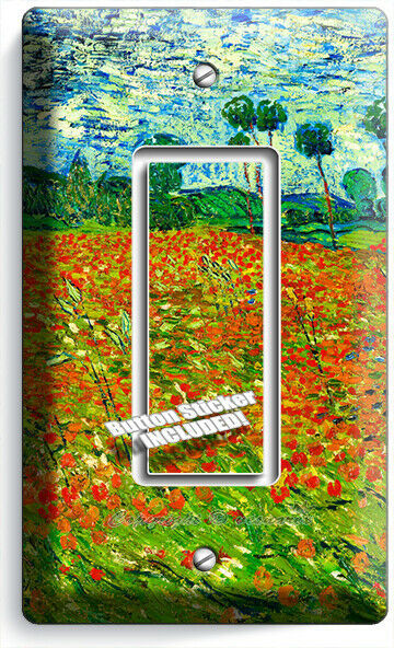 VINCENT VAN GOGH POPPY FLOWER FIELD 1 GFCI LIGHT SWITCH PLATES ROOM HD ART DECOR