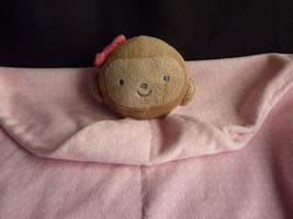 Carter&#39;s Just One You Pink Monkey Lovey Security Blanket Plush Dots Bow Rattle - £13.14 GBP