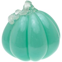 LARGE TURQUOISE GLASS PUMPKIN HAND BLOWN - $50.44