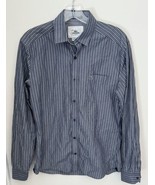 Lacoste Shirt Adult 38 Slim Fit Blue Gray Striped Button Up Long Sleeve ... - $29.69