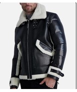 Karl Lagerfeld Paris Men&#39;s Faux Leather/Shearling Jacket-Black/White- la... - $804.43 CAD