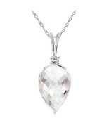 12.3 CTW 14K  White gold fine Sea Spray White Topaz Diamond Necklace 18&quot; - $186.52