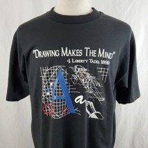 Vintage J Liberty Tadd T-Shirt "Drawing Makes the Mind" XL Single Stitch Art - $31.99