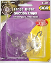 OOK Clear Plastic Non-Porous Suction Cup Hook Hangers Large 3 Pack - £6.28 GBP