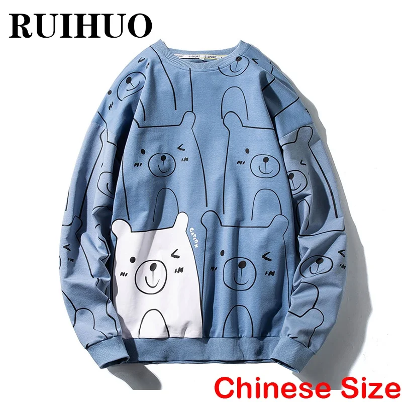RUIHUO   Streetwear Men s Korean Fashion Crewneck  Men Clothing Harajuku 3XL  Au - £142.55 GBP
