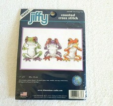 Counted Cross Stitch Kit Tree Frog Trio Sunset Jiffy 16758 7&quot; x 5&quot; Royce... - $10.99