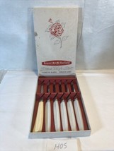 Vtg. Regent Sheffield England 5pc Steak Knife Set Forever Sharp Bakelite White - £10.23 GBP