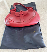 Vintage Fendi Selleria Red Leather Bag With Beige Stitching - £320.95 GBP