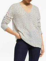 360 Cashmere Sylvia Leopard Print Cashmere Sweater in Mint Chalk $334, Sz S, Nwt - £114.77 GBP