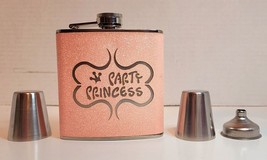 6oz Glitter Pink Stainless Steel Flask with Funnel for Women&#39;s Purse, Hi... - £9.90 GBP