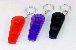 Lot of 3 Key Rings, Plastic Shrill Whistle Fob w/Red LED, Choice of Color #J1020 - £5.54 GBP