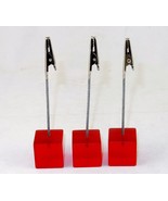 3 Desktop Note Holders, Red Acrylic Cube w/Alligator Clip On Wire Rope #... - $8.20 CAD